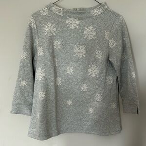 Grey white snowflake print Talbots top